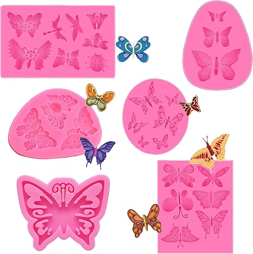 6 moldes de silicona de mariposa, molde antiadherente para hornear fondant, para decoración de cupcakes, pasteles, gomosas, chocolate, caramelos,