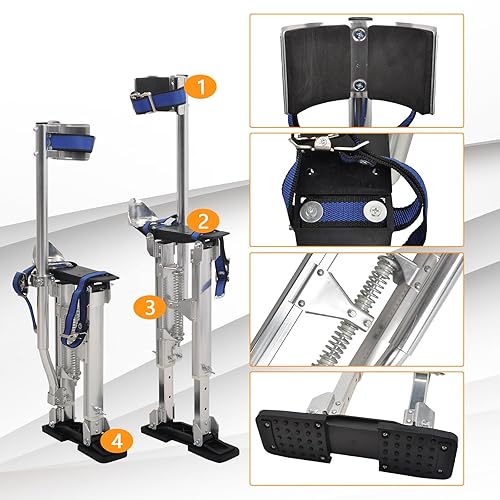 Miniatura 3 de BIGREAT Zancos negros para paneles de yeso de 18 a 30 pulgadas, elevadores ajustables de altura, herramienta de aluminio para pintar, acabado, poda,