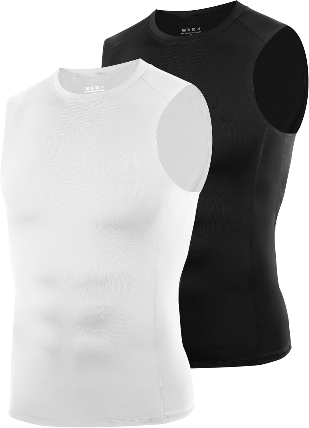 2 Pack Sleeveless Compression Shirt Men, Quick Dry Athletic Workout Tank Top, Gym Sports Base Layer Undershirts