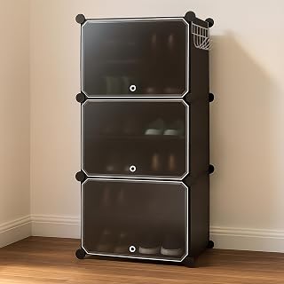 Zemic Plastic Shoe Rack for Home | ๐-๐๐ก๐๐ฅ๐_๐-๐๐จ๐จ๐ซ Portable Shoe Organizer with Doors for Heels, Boots, Slippers & Chappals Sandals Shoe Stand | DIY Multipurpose ๐๐ฅ๐๐๐ค Storage Rack - Amazon product rated Grade A