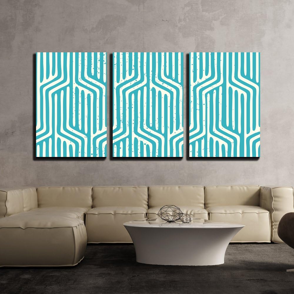 wall26 - 3 Piece Canvas Wall Art - Vector - Seamless Vector Geometric Pattern. Repeating Geometric Texture Pattern - Modern Home Art Stretched and Framed Ready to Hang - 24"x36"x3 Panels