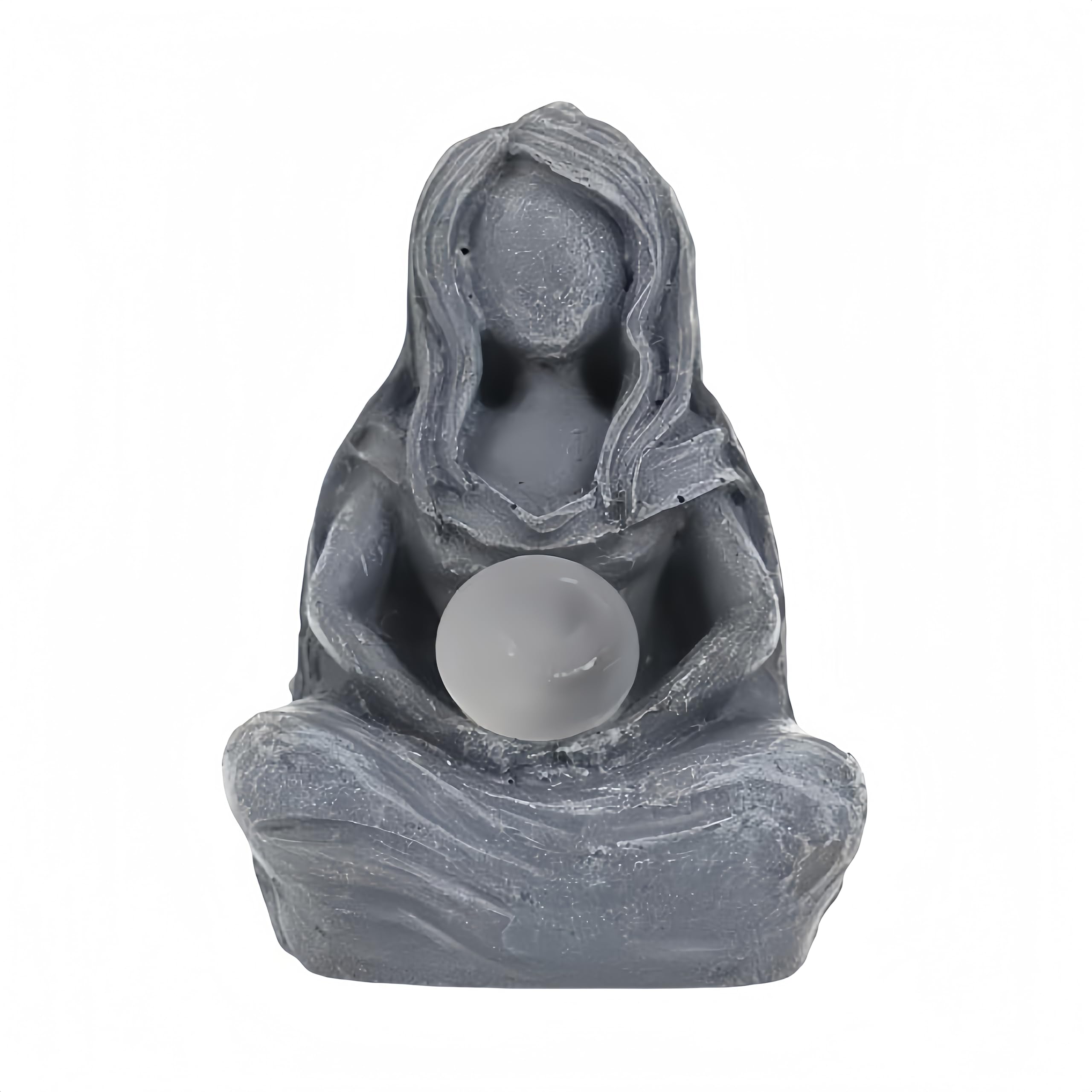 XIAOQIXI Moon Goddess Figurine Grey Resin Meditation Statue Suitable for Home Altar Living Room Bedroom Office Decoration