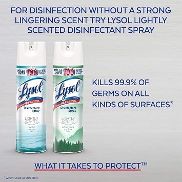 Lysol Disinfectant Spray, Sanitizing and Antibacterial Spray, For Disinfecting and Deodorizing, Crisp Linen, 19 fl oz (Pack of 4)