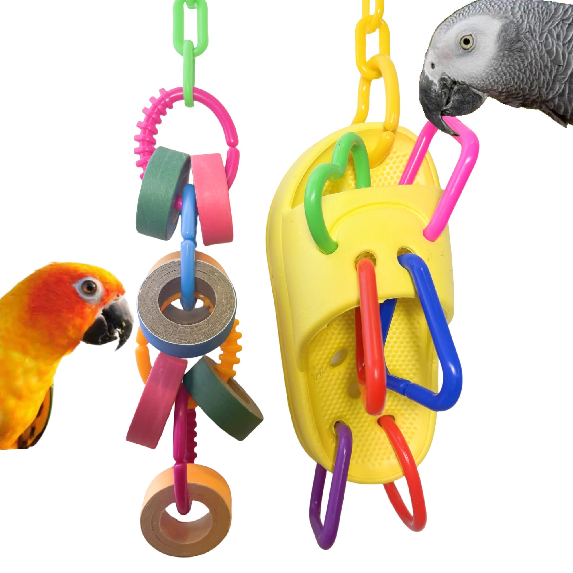 Bird Toys for Large & Medium Parrot Shredding Foraging Chewing Cardboard Bagles Hanging Toy 2PCS Bird Cage Accessories for Amazons Mini Macaws African
