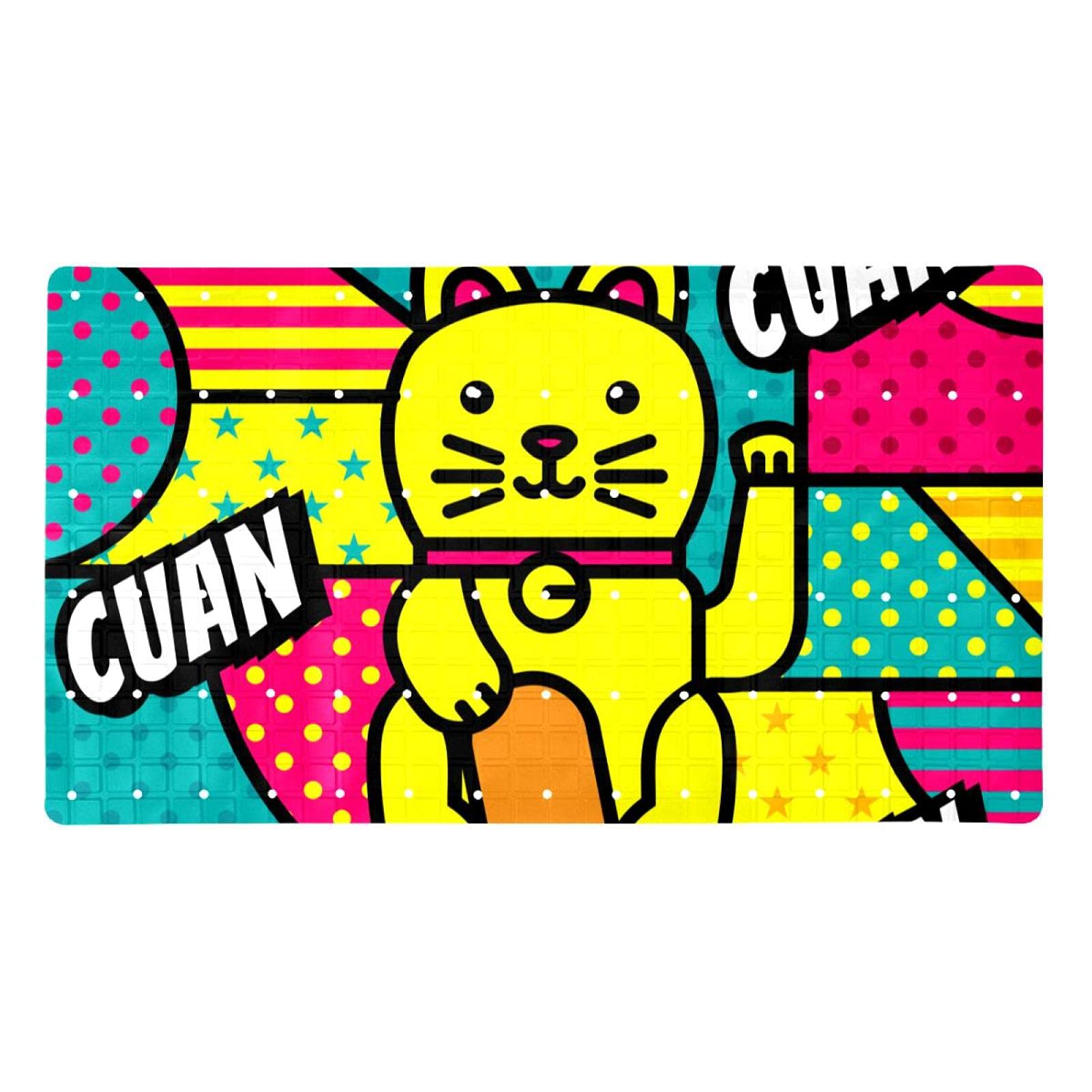 Alfombra de baño antideslizante con ventosas y diseño de Gato de la Fortuna Modern Pop Art