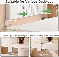 Vista 5 de Estante organizador de escritorio con abrazadera, estantes de almacenamiento de escritorio blancos con sistema de estantería de escritorio
