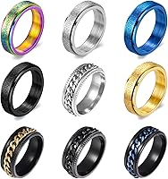 Vista 1 de Anxiety Spinner Ring Set (4 Pcs) - Moon & Star Design Fidget Rings for Women, Stress Relief Rotating Rings in Gold/Rose Gold/Black/Silver, US