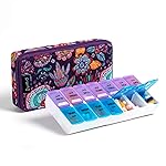Weekly Pill Organizer 2 Times a Day, Zumd Pill Box 7 Day with Cute Quilted Fabric Zipper Case, Travel Pill Case Am Pm for Vitamin Medicine Organizer