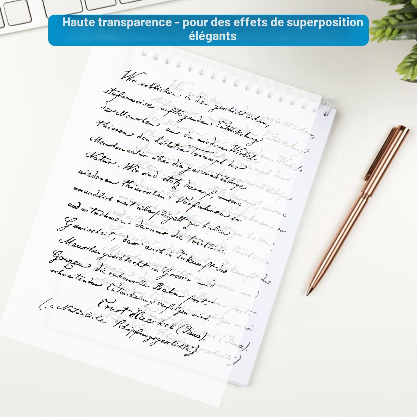 Kievano Papier Calque Imprimable A4 110 g/m² – 100 Feuilles Papier Transparent Épais pour Imprimante Jet d’Encre & Laser, Dessin, Architecture, Couture, DIY