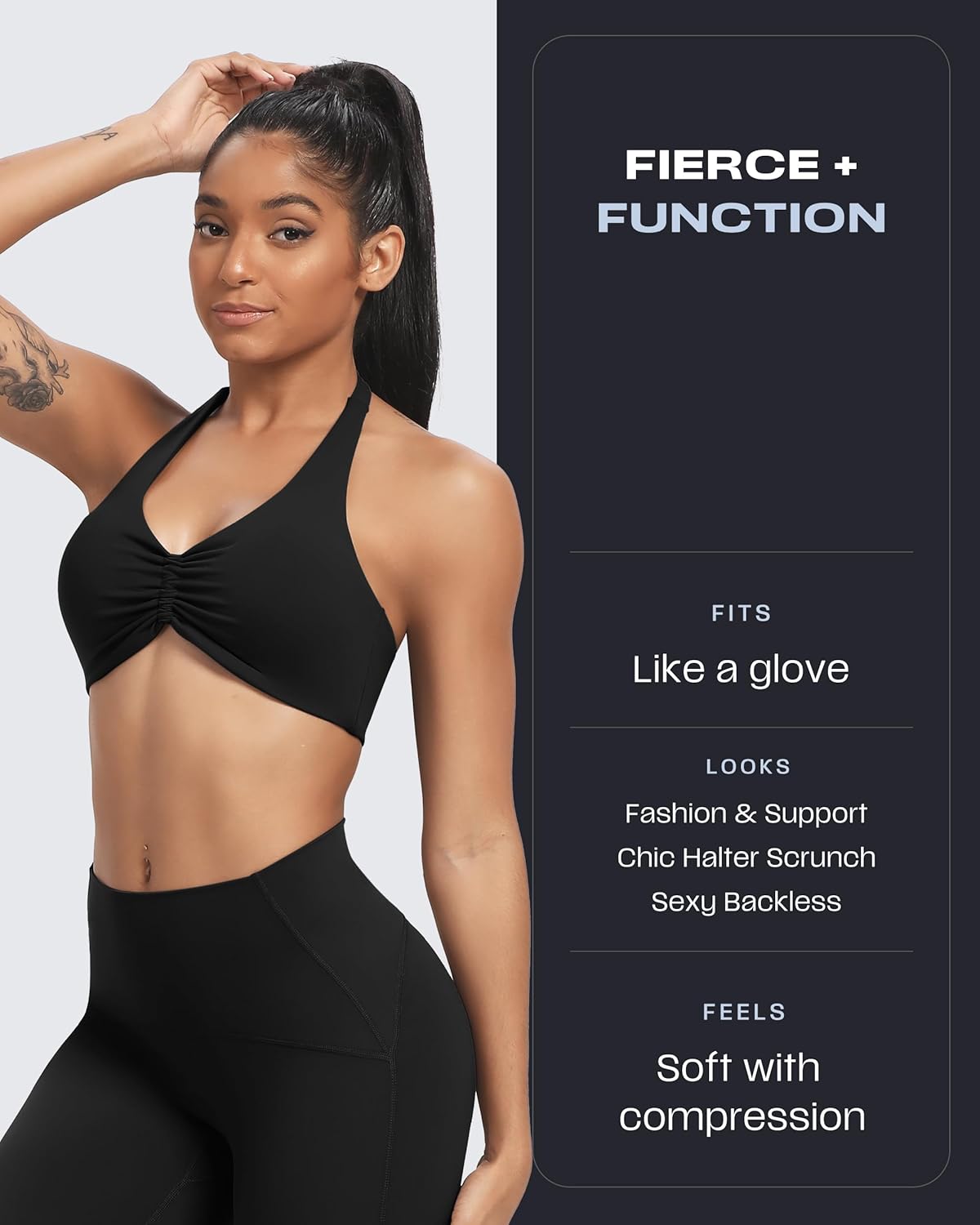 Aoxjox Women's Workout Sports Bras Fitness Taylor Scrunch Halter Bra Yoga Crop Tank - Image 2