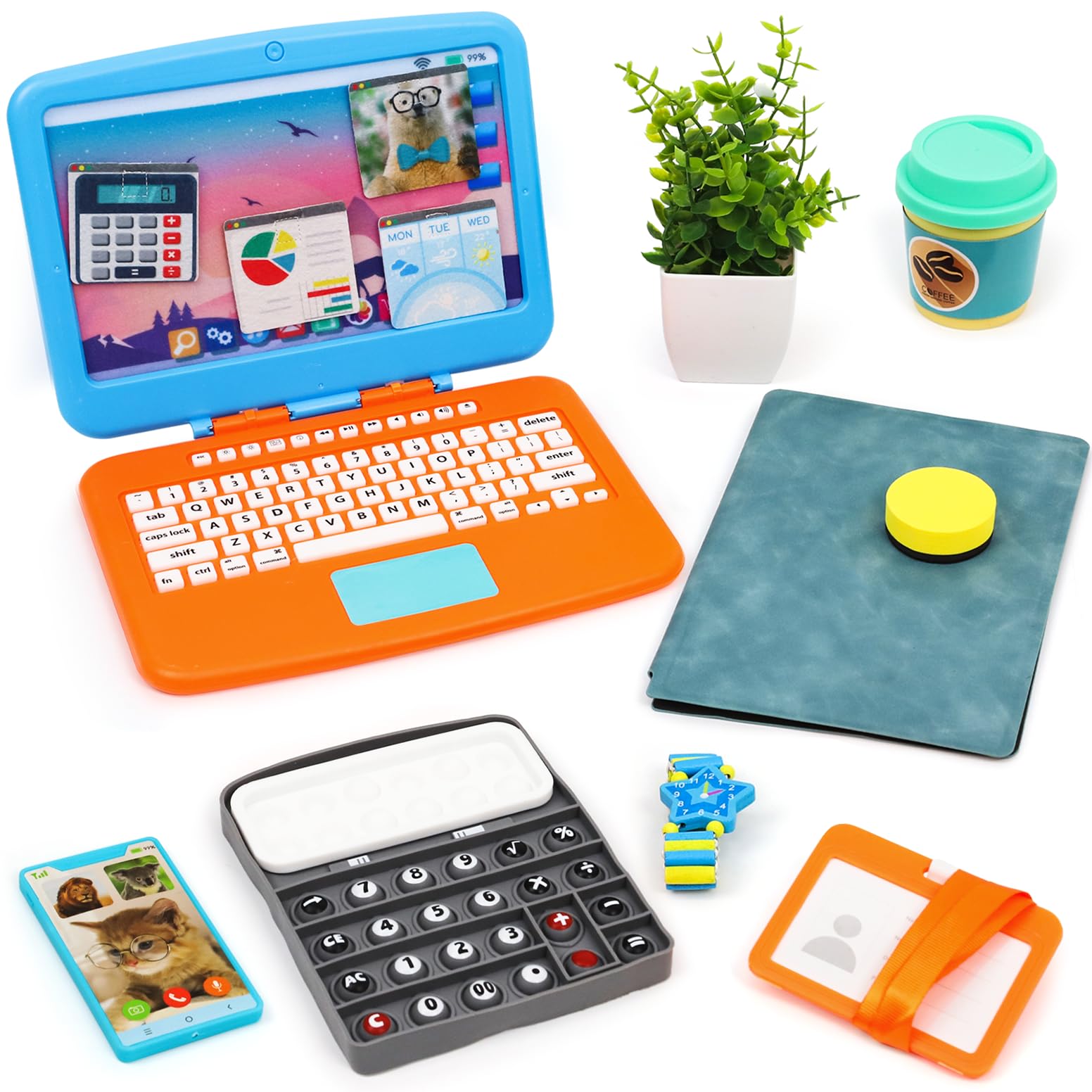 XIAPIA 10 Pcs Pretend Play Home Office Toys, Pretend Play for Toddler 3-5-7