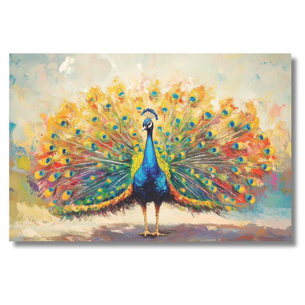 Viventiq Without Frame peacock painting for wall vastu | peacock wall painting | painting for wall decoration | painting for living room | Rolled Canvas painting 36 in L by 24 in H (B0DCW16VS8) Amazon Price History, Amazon Price Tracker
