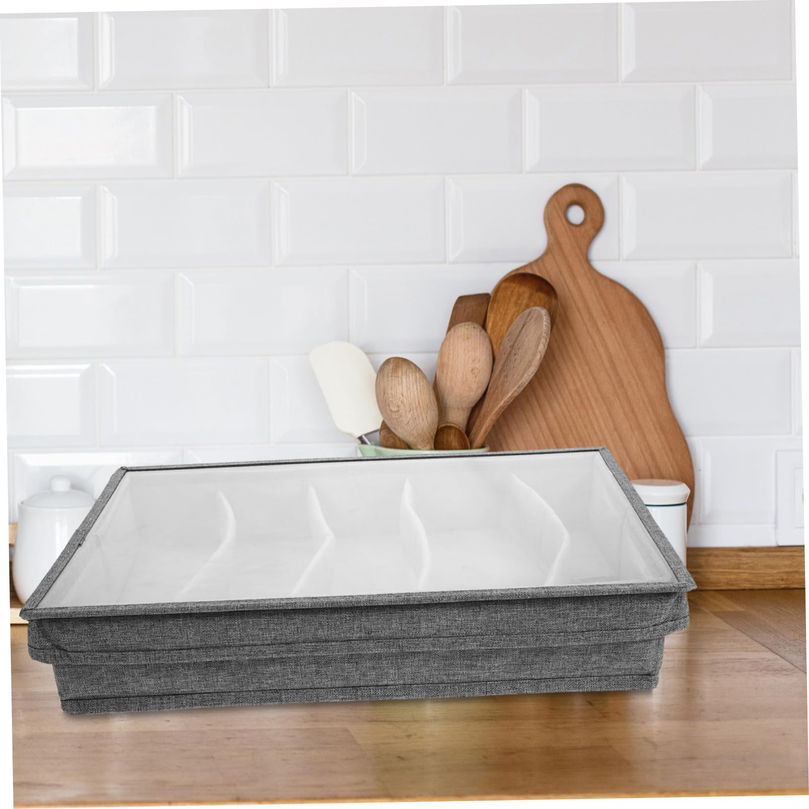 Caja Organizadora para Cubiertos con Divisores, Plegable y Portátil, Material Poliéster y Cartón, Ahorro de Espacio Adecuado para Uso al Aire Libre y Viaje