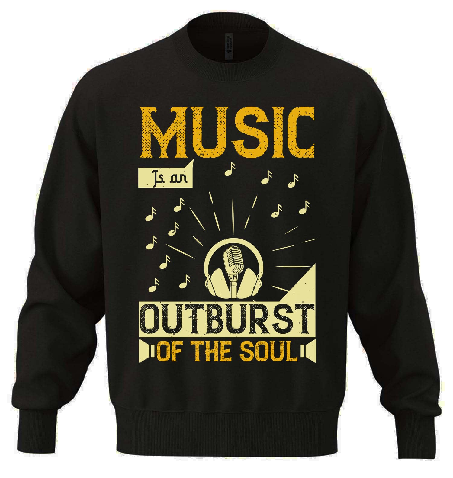 Music is an outburst of the soul artist slogan unisex oversize misto cotone pesante felpa nera