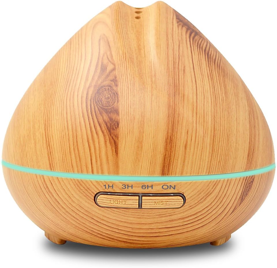 Aroma Diffuser 400ML Aromatherapy Essential Oil Humidifier with 7 Color LED Lights and Waterless Auto Shut-off for Home, Yoga, Office, Spa - Wood Grain