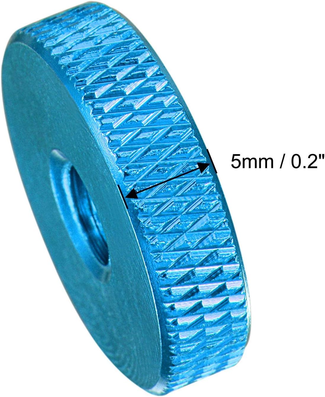 sourcing map Flat Knurled Nut - M6 x 20mm x 5mm Thumb Nuts Lock Adjusting Nuts Aluminum Alloy Blue 5Pcs - Image 5