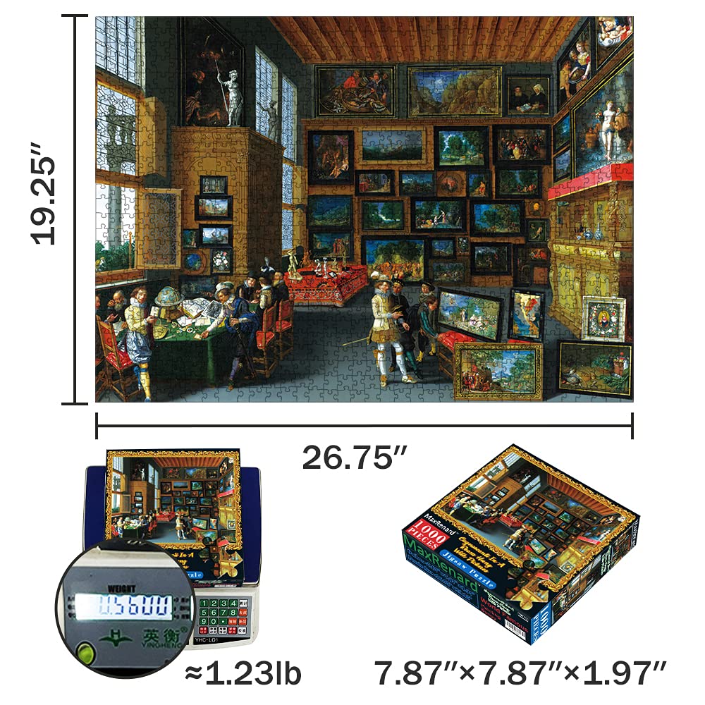 MaxRenard 1000 Piece Jigsaw Puzzle - 'Cognoscenti In A Room Hung With Pictures' Famous Artwork, 26.75 X 19.25 Inches