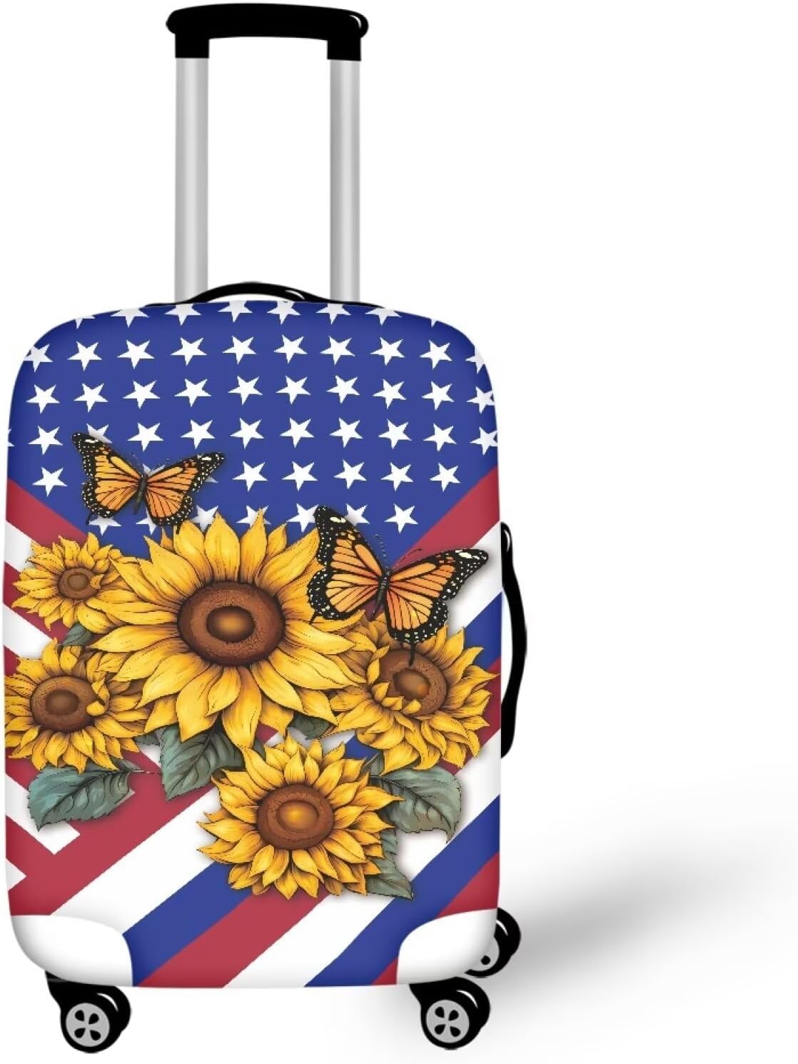 Sunflower Travel Luggage Cover Butterfly Flag Washable Suitcase Protector Anti-Scratch Suitcase Cover Carry On Luggage Cover Protector