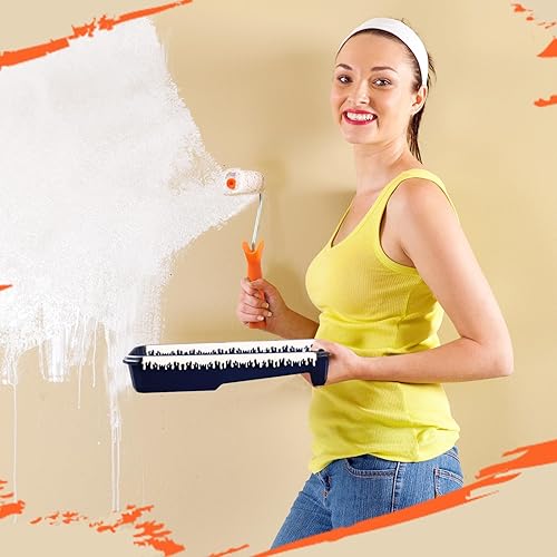 Miniatura 4 de Qilery Kit de 32 bandejas de rodillo de pintura de 4 pulgadas, rodillo de pintura pequeño de 4 pulgadas, incluye 20 revestimientos desechables y