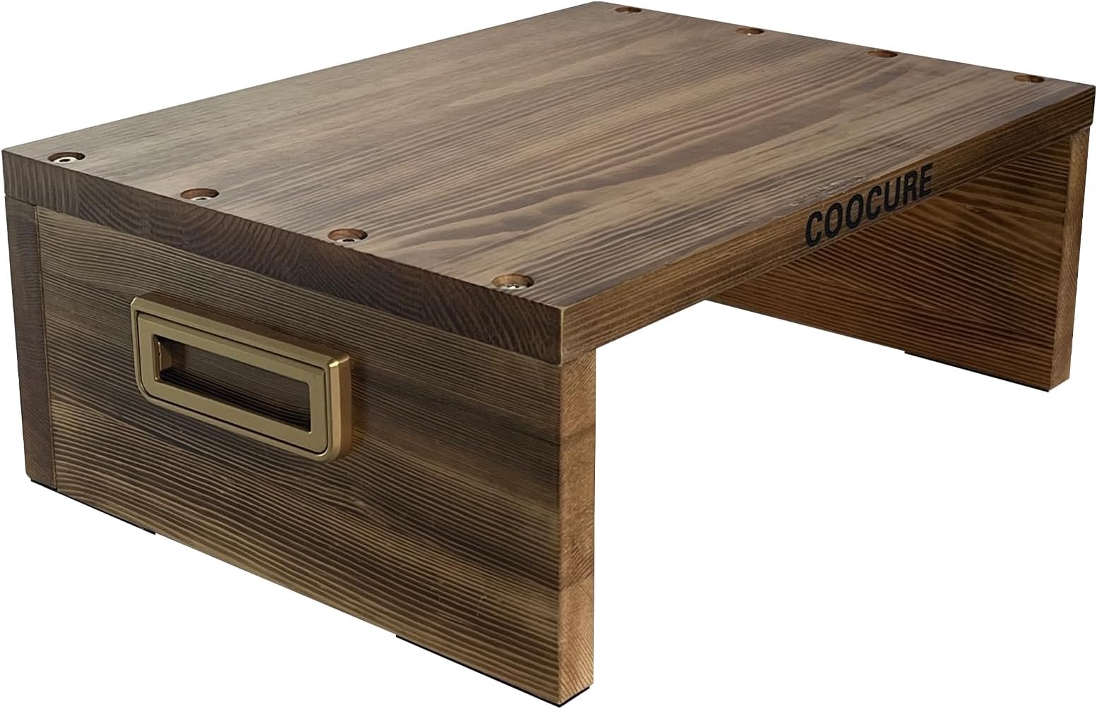 Wooden Step Stool, Small Wood one Step Stool with Handle Pull (15.7" L*11.8" W*5.9" H)