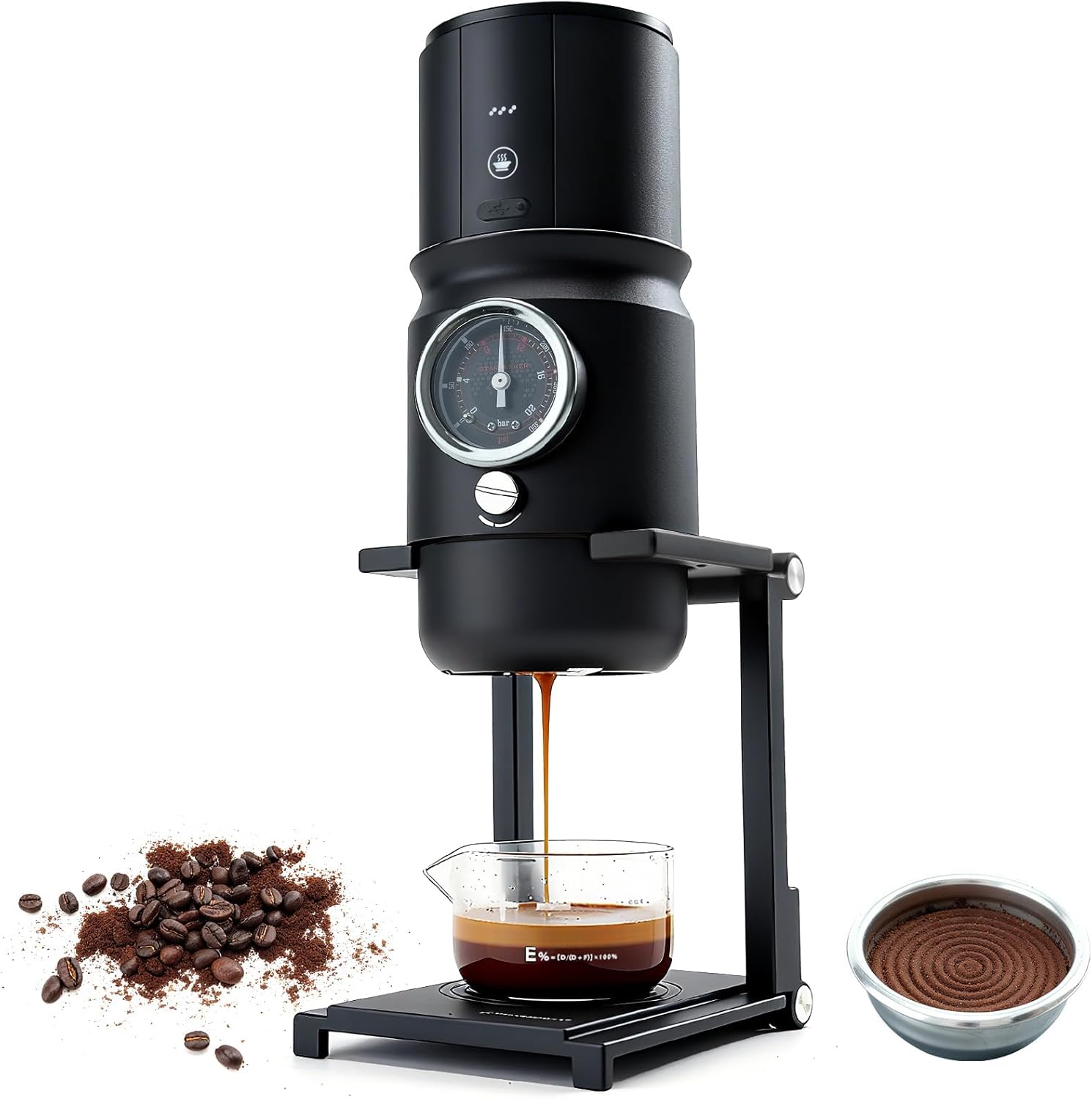 Cafetera Portátil para Espresso con Manómetro y Batería Recargable