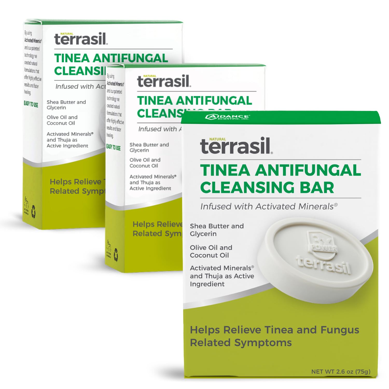 terrasil Tinea Soap for Tinea Versicolor Relief 3-Pack, Soothing Care & Relief of Itchy, Irritated Skin, Dermatologist Tested, Hypoallergenic Approved - Natural Antifungal Soap Bar