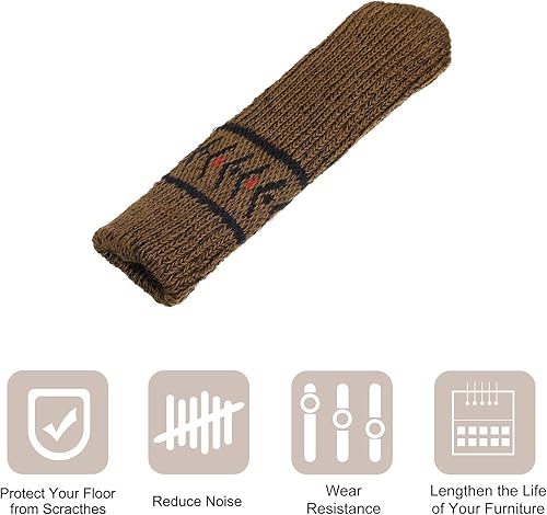 Miniatura 3 de uxcell Calcetines para patas de silla, 16 unidades, calcetines de muebles de punto, protectores de pies de mesa para suelos de madera (marrón oscuro)