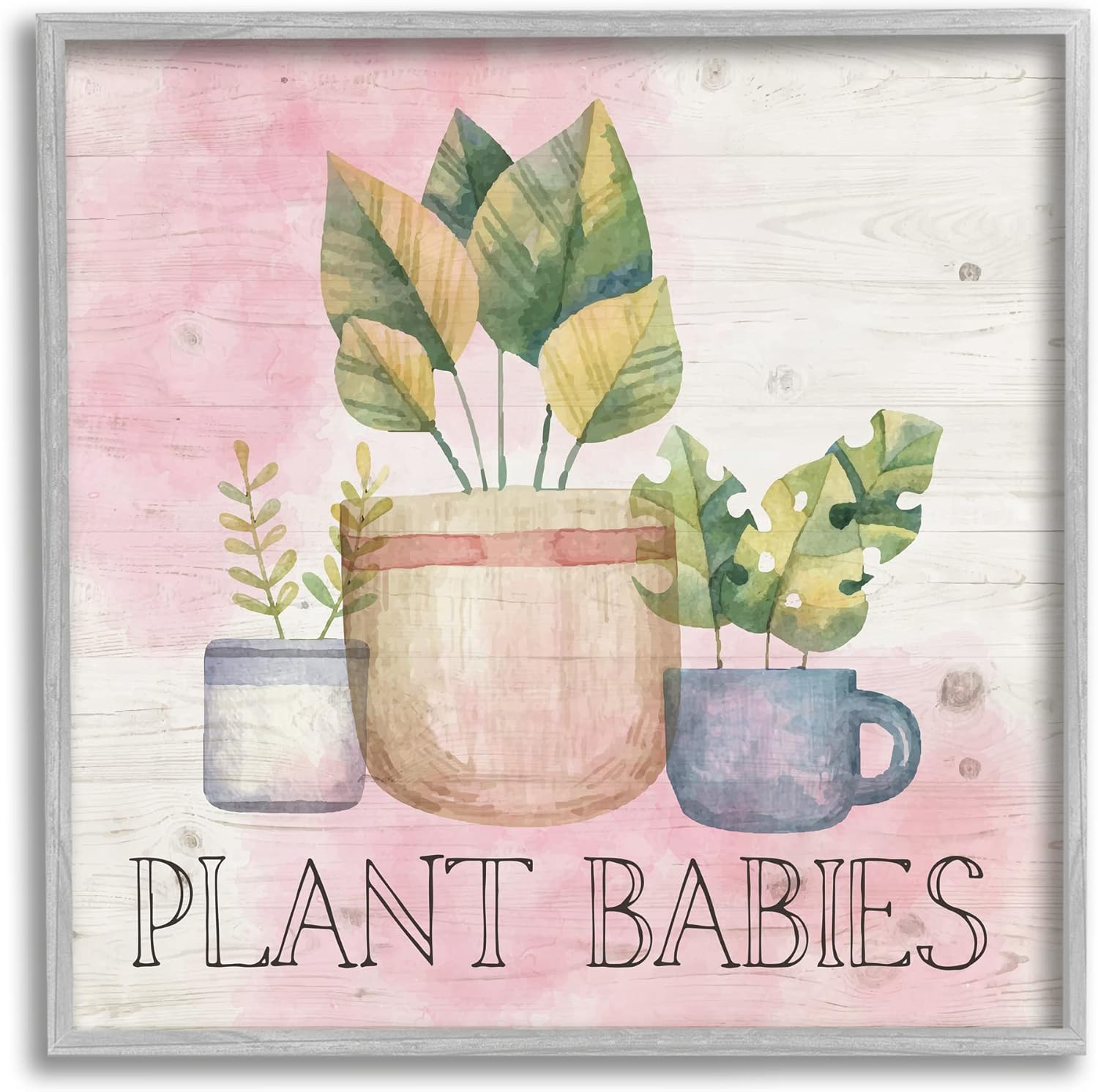 Stupell Industries Plant Babies Potted Sprigs Garden Framed Giclee Art, Design by ND Art