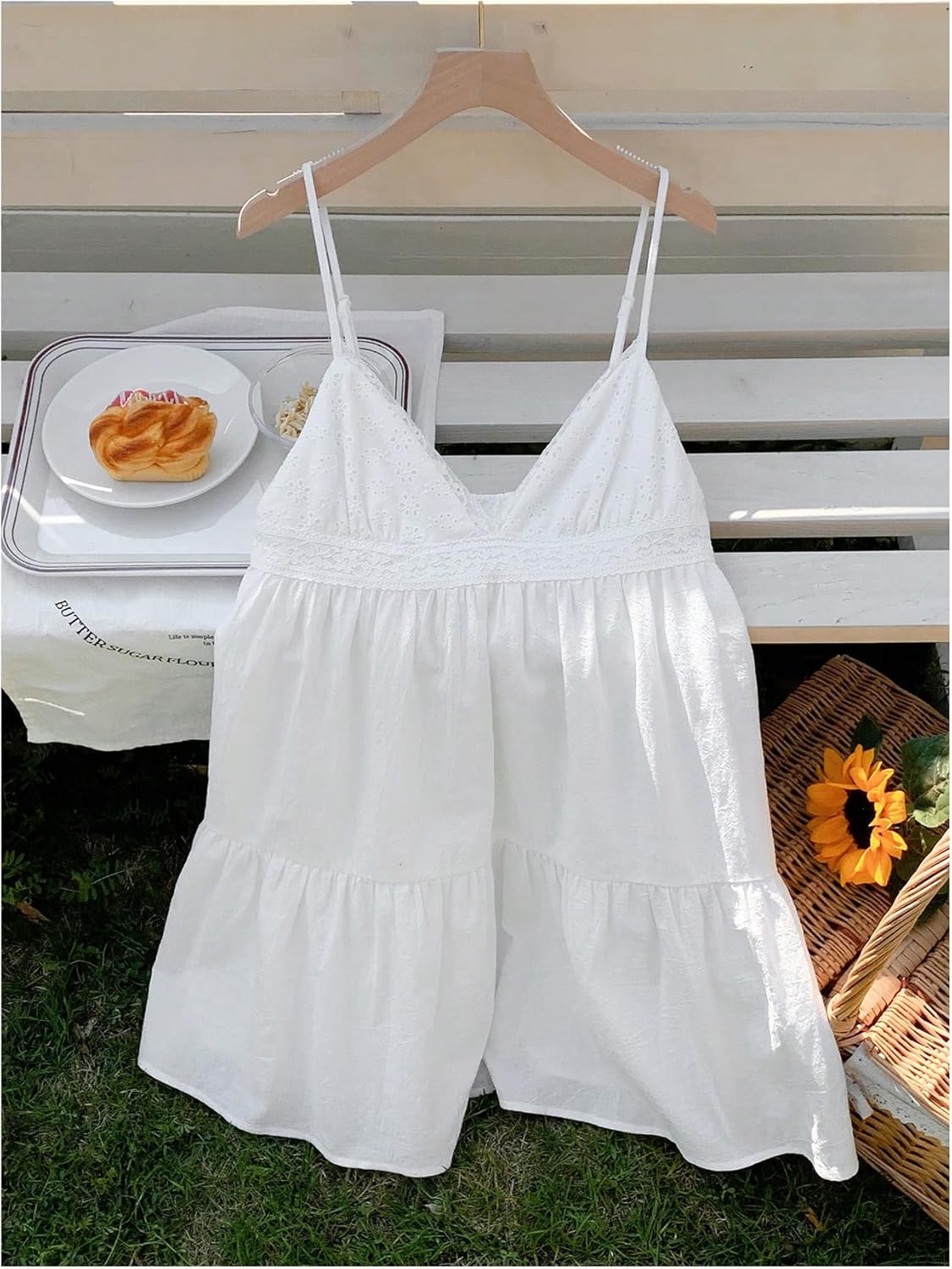 SOLY HUX Women's Sundresses V Neck Sleeveless Ruffle Flowy Mini Dress Summer Vacation Dresses - Image 5