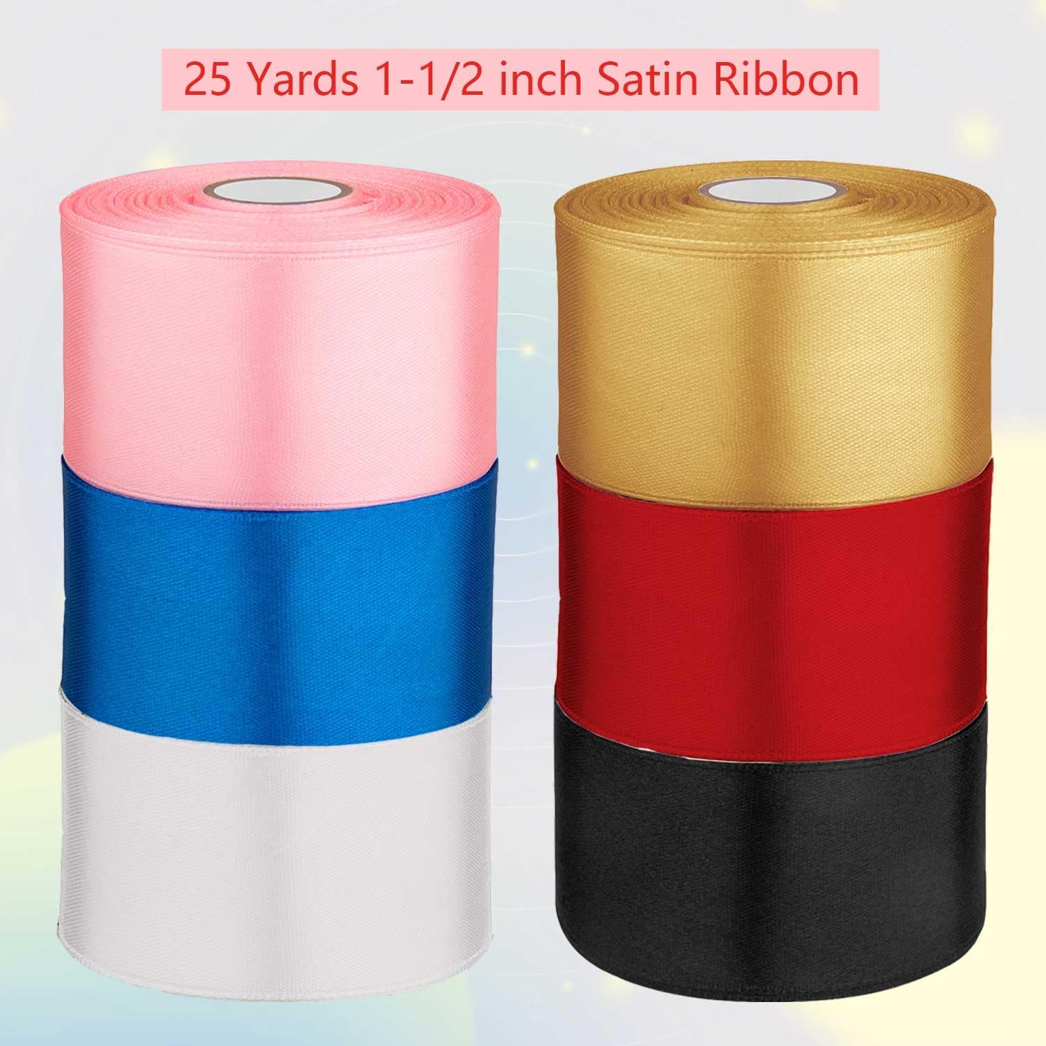 1-1/2 inch Blue Ribbon for Gift Wrapping, Satin Fabric Ribbon for Crafts, Christmas Tree, Valentines, Bows Bouquet, Floral, Hair Birthday Decoration 25 Yards - Image 2