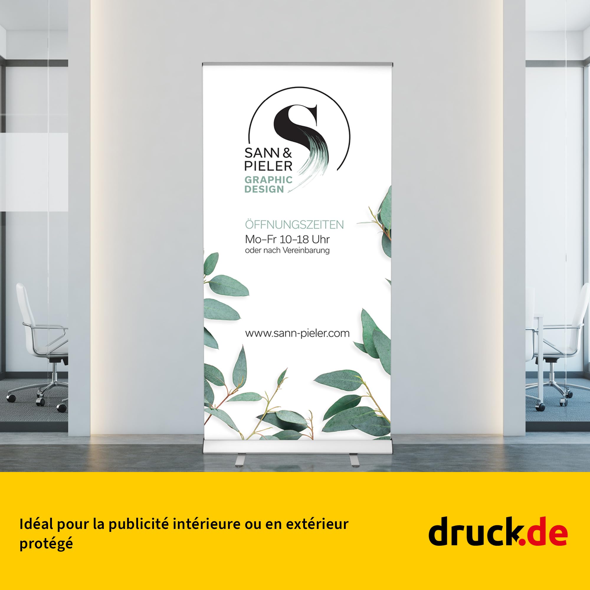 druck.de Bannière enroulable basique imprimée - 100 x 200 cm - 100 x 200 cm