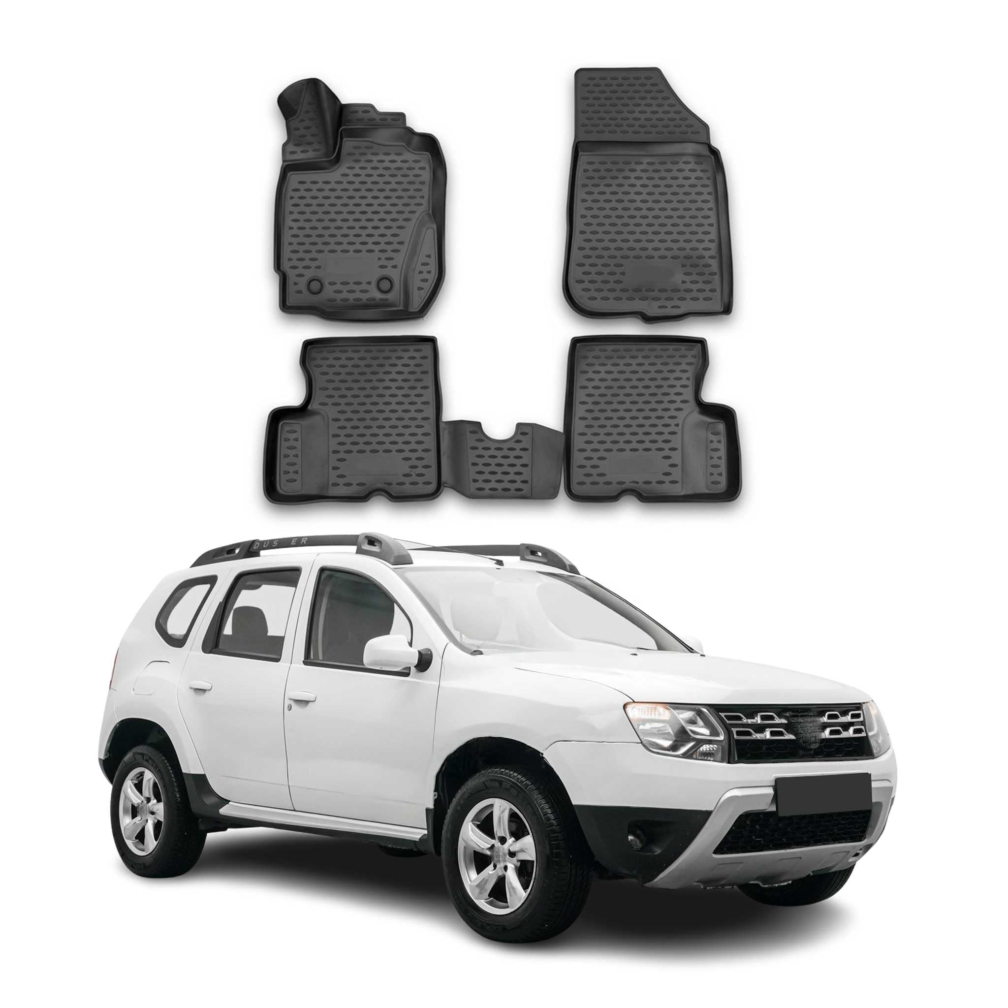 Tapis de Sol Compatible avec Dacia Duster 2014-2018 Caoutchouc TPE Noir