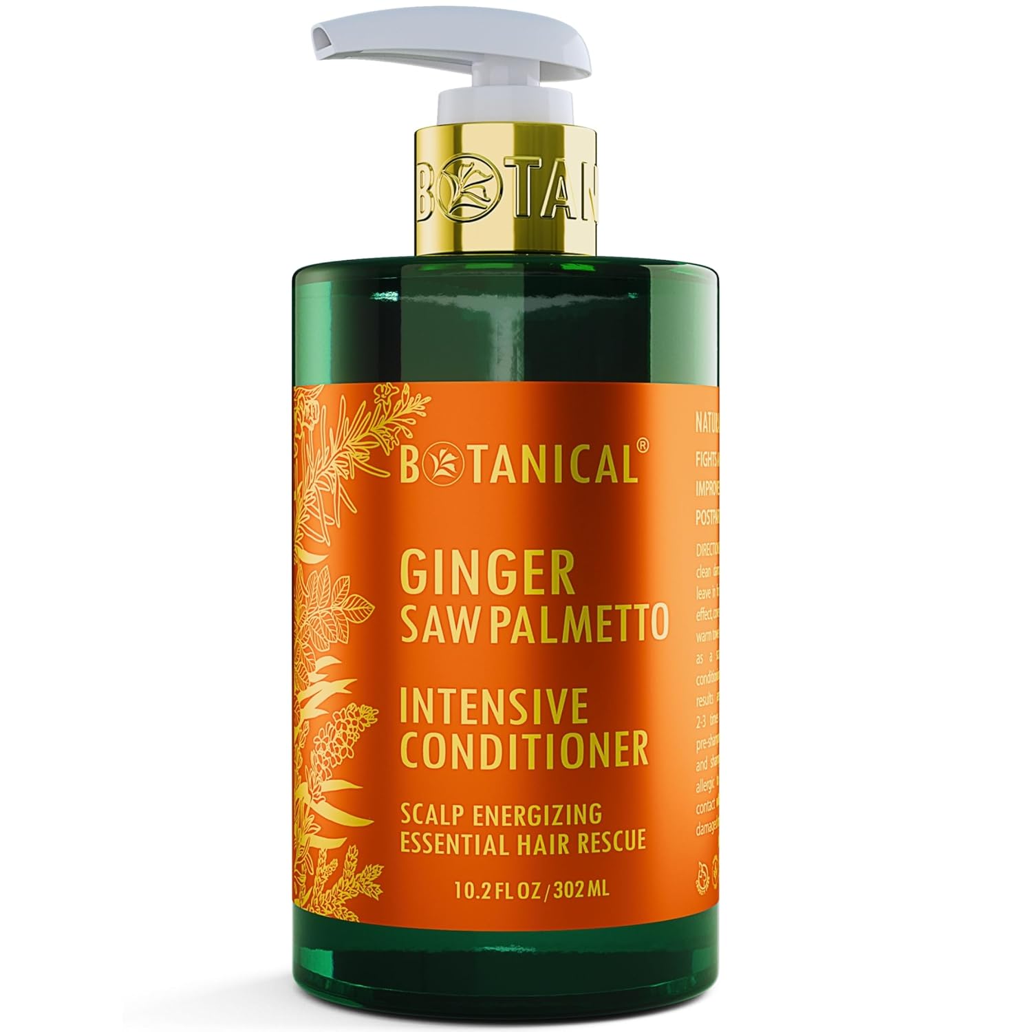 Botanical Hair Growth Conditioner “Scalp Energizing” Intensive Anti-Hair Loss for Thinning Hair Ginger Saw Palmetto Conditioner for Hair Loss Thickening Products For Women & Men 10.2 Fl Oz