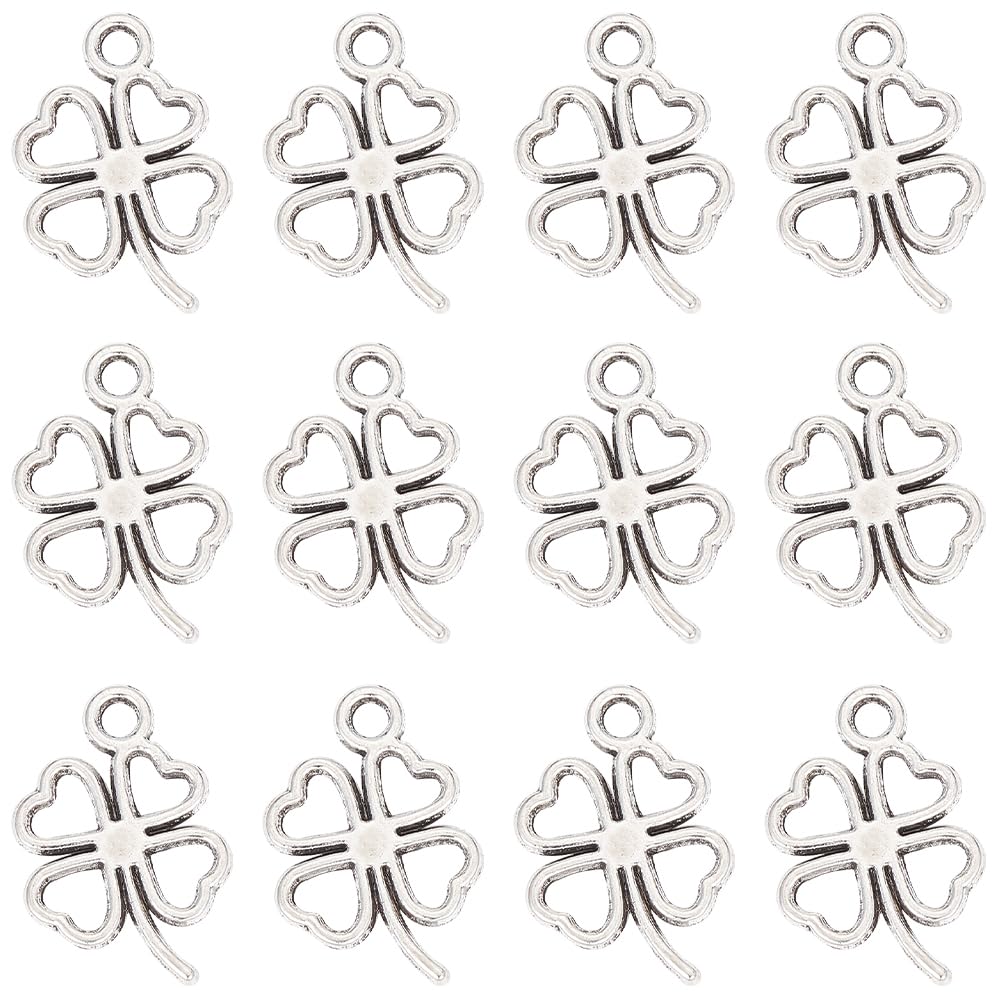 Breloques trèfle irlandais à 4 feuilles SUNNYCLUE en argent antique pour création raffinée
