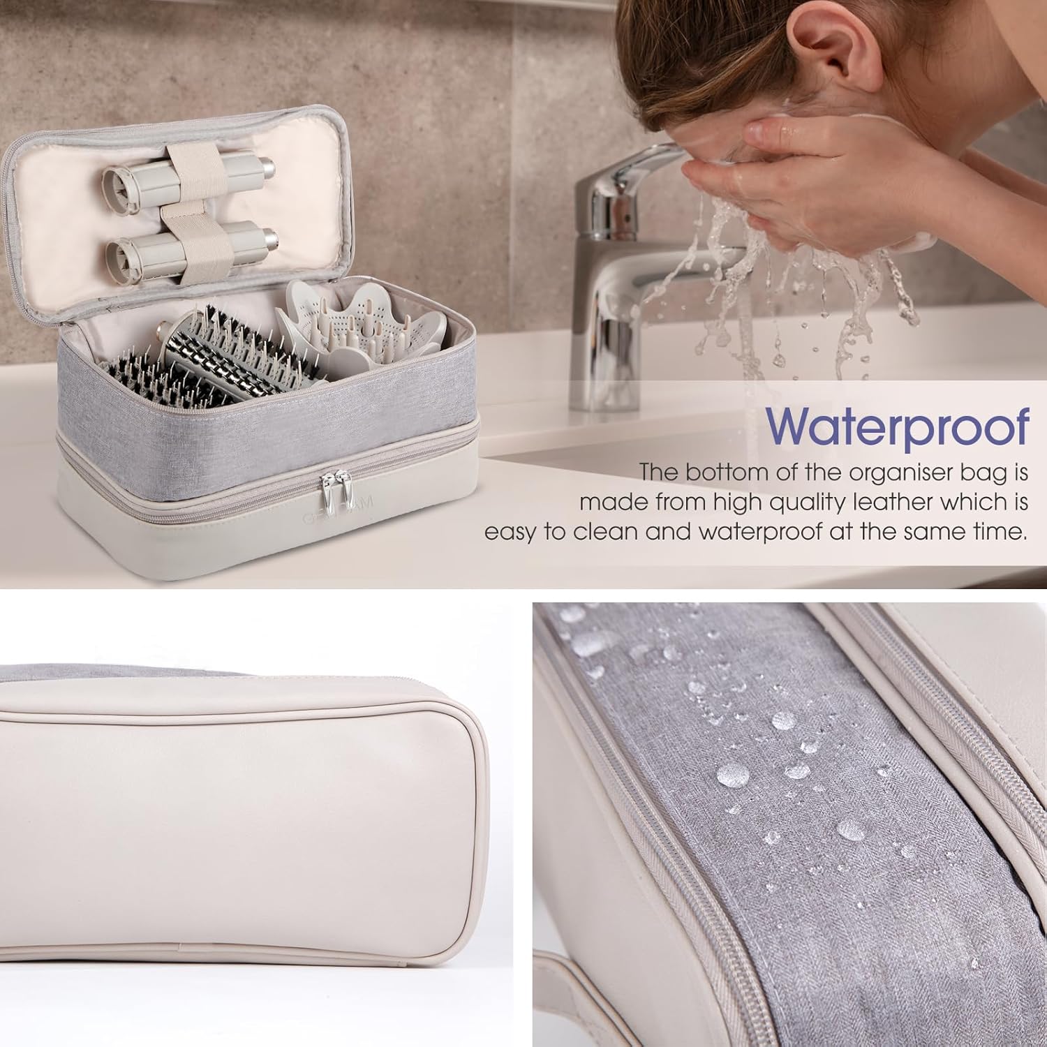 Double-Layer Carrying Case for Shark Flexstyle, Travel Case for Shark Flexstyle/FlexFusion, Portable Storage Organizer bag for Shark Flexstyle/Dyson Airwrap Styler and Attachments