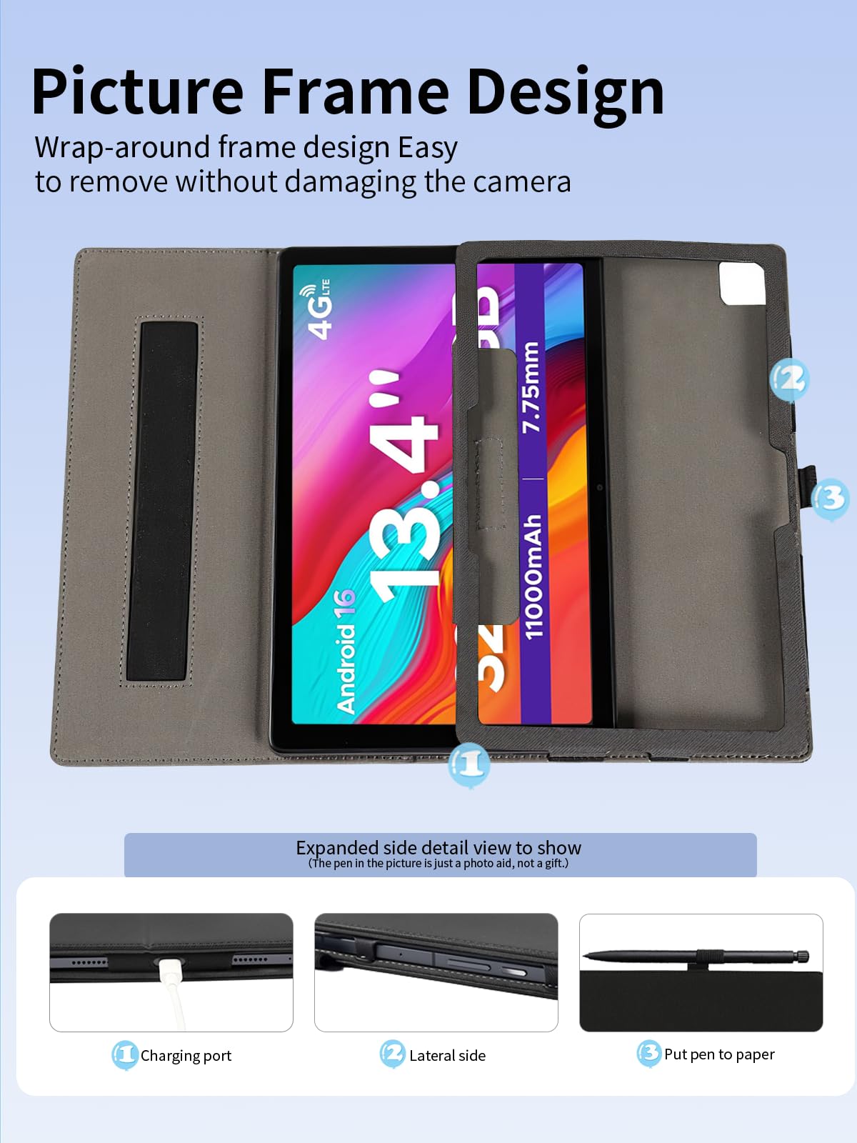 Teclast T50 Pro Android 13 Tablette Tactile 11 Pouces, Ultra Mince Pu Cuir Housse Étui Case De