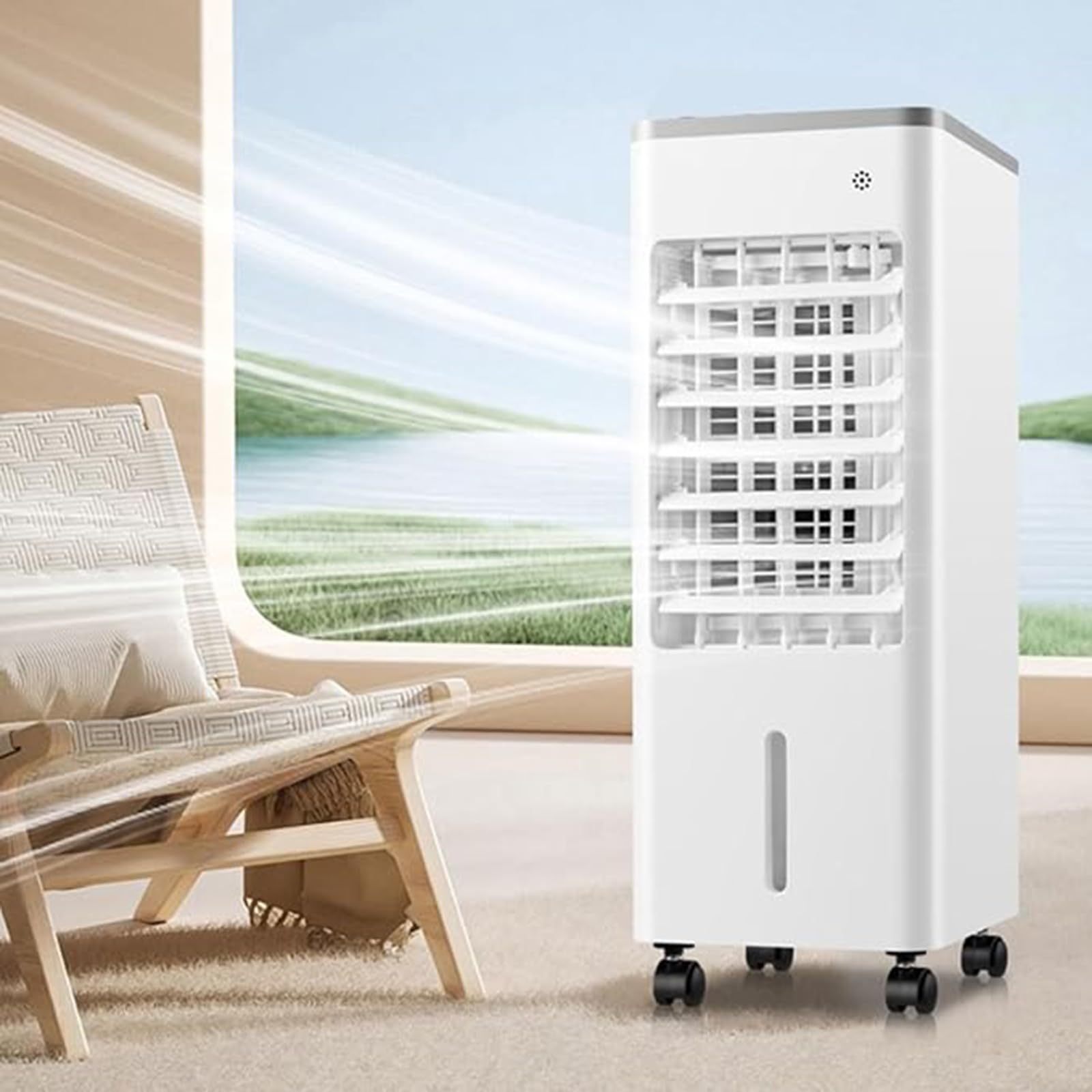 IEOWY Windowless Portable Air Conditioners 9L Evaporative Air Cooler LED Display Fan Air Purifier 3 Speeds 90°Oscillating Timer Cooling AC Unit Humidifier for Home Office Bedro