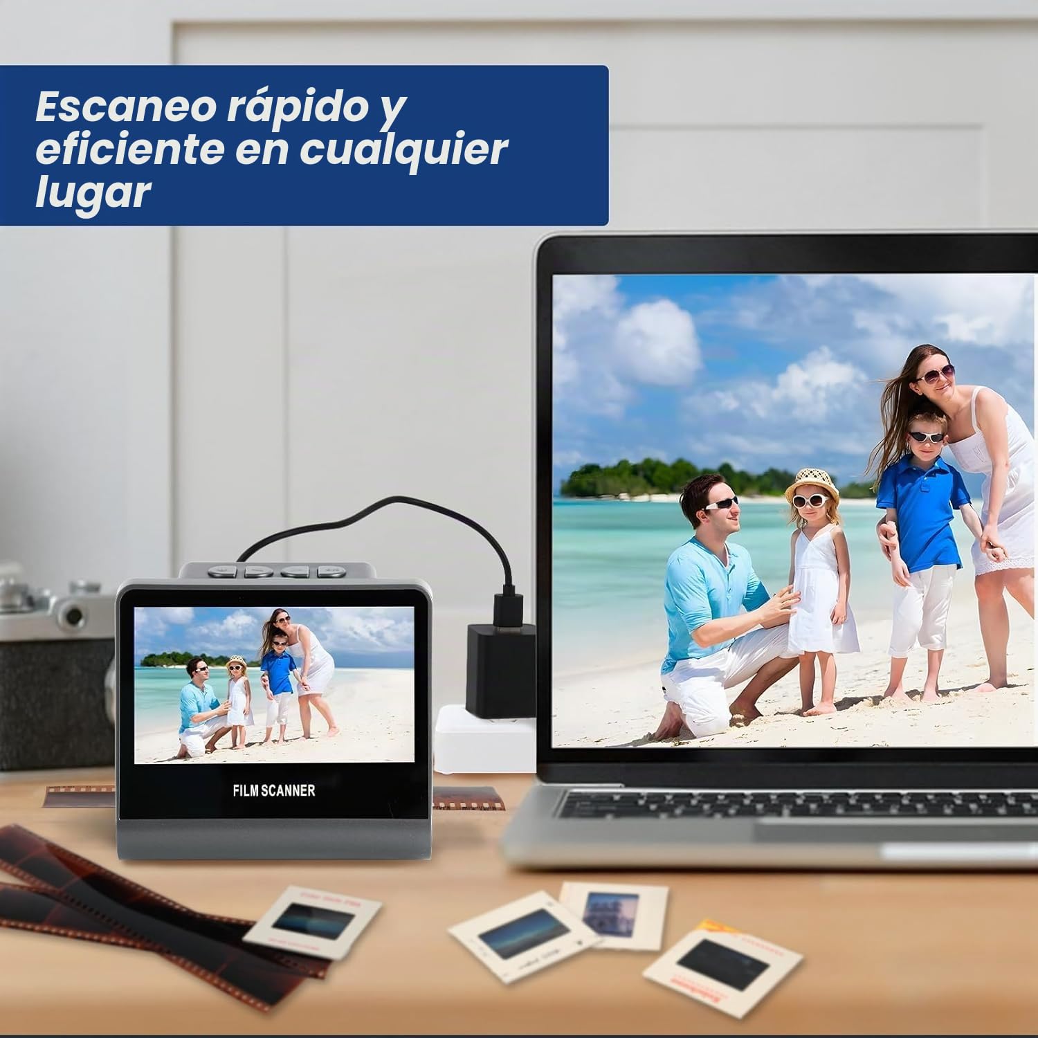 22MP Escáner Digital de Película y Diapositivas con Gran Pantalla LCD de 5 Pulgadas- Escaner Negativos Convierta Negativos y Diapositivas de 35 mm, 126 y 110 en Fotos Digitales JPEG de Alta Resolución