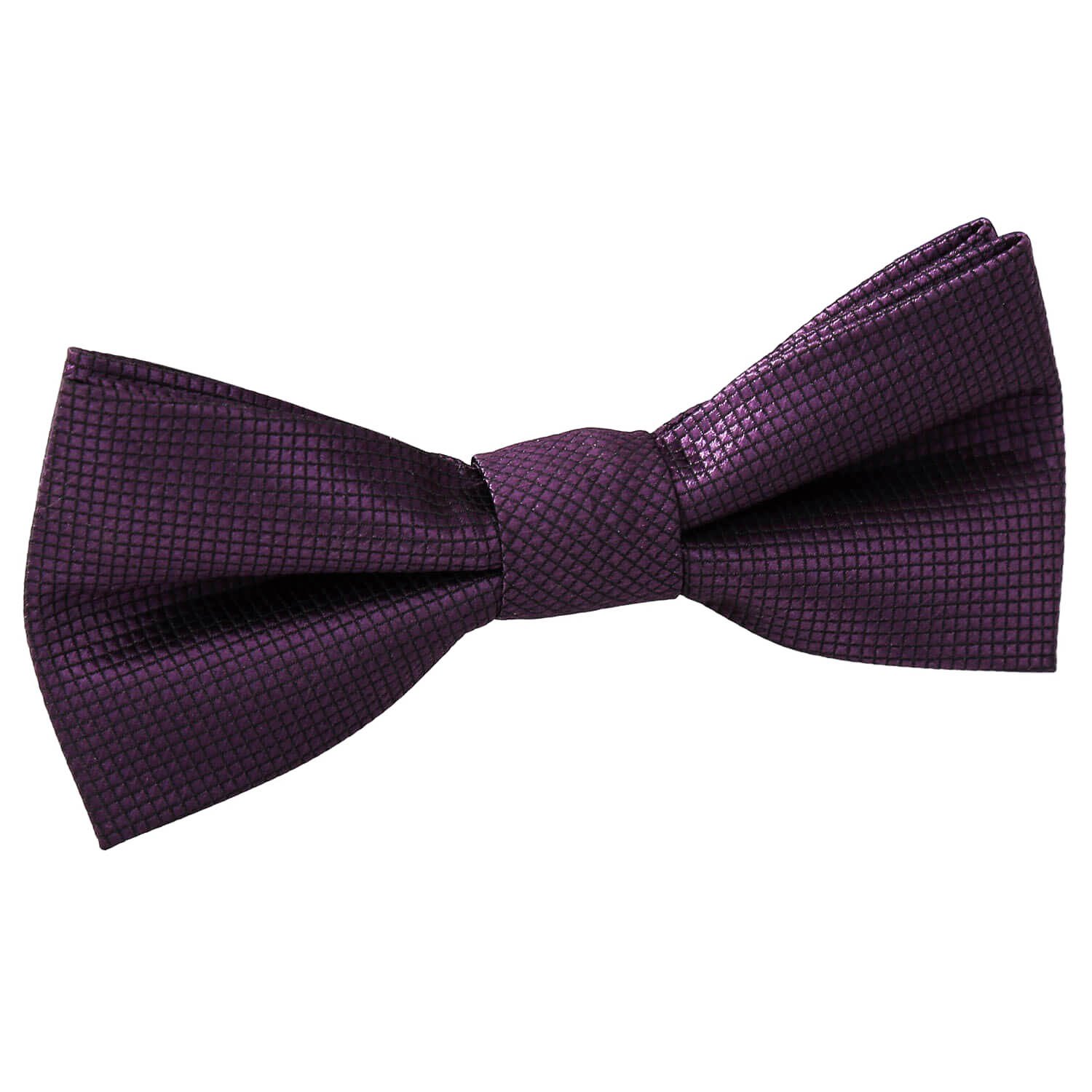 DQT Boys Solid Check Pre-Tied Bow Tie - Wedding Pageboy Formal - Cadbury Purple