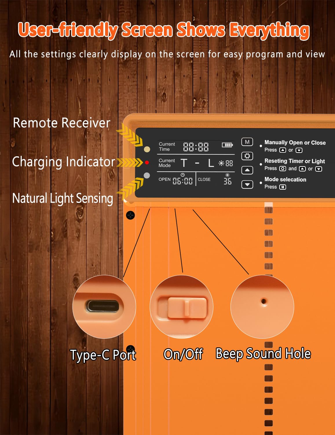 Porta automatica per pollaio a energia solare, display LCD, porta per pollo in lega di alluminio resistente con timer e sensore di luce, telecomando, resistente alle intemperie, risparmio energetico,