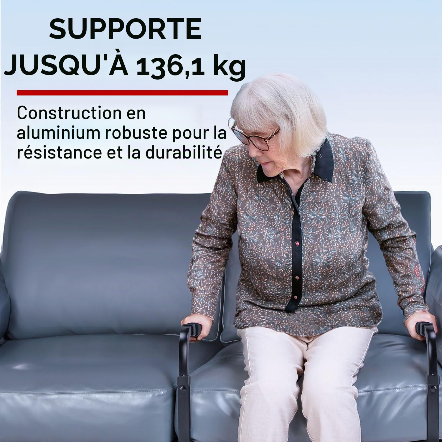 Impresa Rail d'assistance pour fauteuil – Noir, moderne, solide, en forme de S – Support de chaise réglable robuste – Installation rapide pour canapé debout