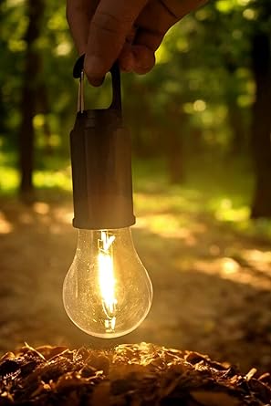 Homedyno Rechargeable LED Hanging Bulb with USB Cable, Waterproof Camping Lantern Lamp with 3 Lighting Modes, Emergency & Home Decor Light, Yellow Light, Car Light