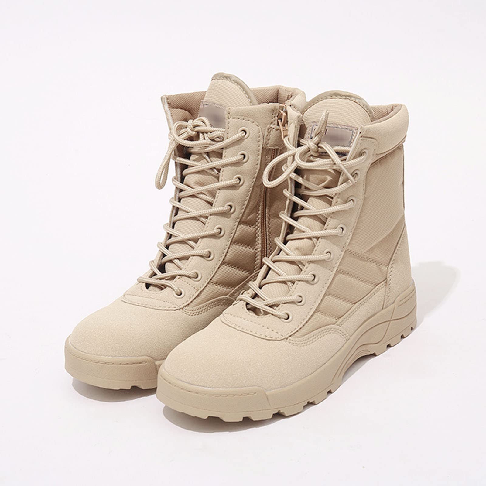 Generisch Botas de combate militar para hombre, con cremallera, resistentes al desgaste, antideslizantes, para exteriores, ligeras, militares, antideslizantes, para camping, trekking, senderismo