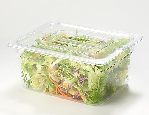 Vista 16 de CURTA Paquete de 6 bandejas de comida NSF, tamaño 1/6 de 2 1/2 pulgadas de profundidad, plástico de policarbonato comercial transparente apto