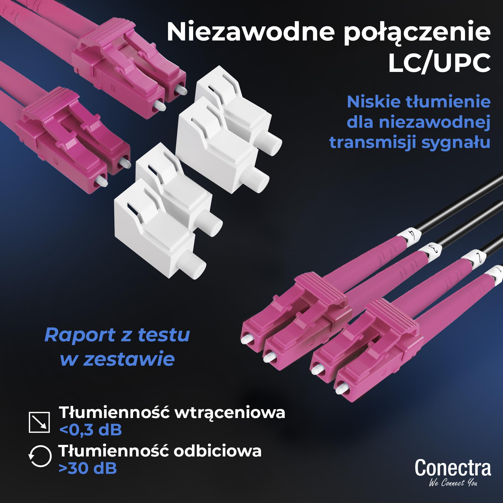 50m Pancerny Kabel Światłowodowy OM4 4 Włókna LC/UPC ⌀4mm | Wielomodowy 50/125µm, Patchcord Przedłużacz Patch, Breakout bez Spawów, Wewnętrzny/Zewnętrzny, Czarny, LSZH