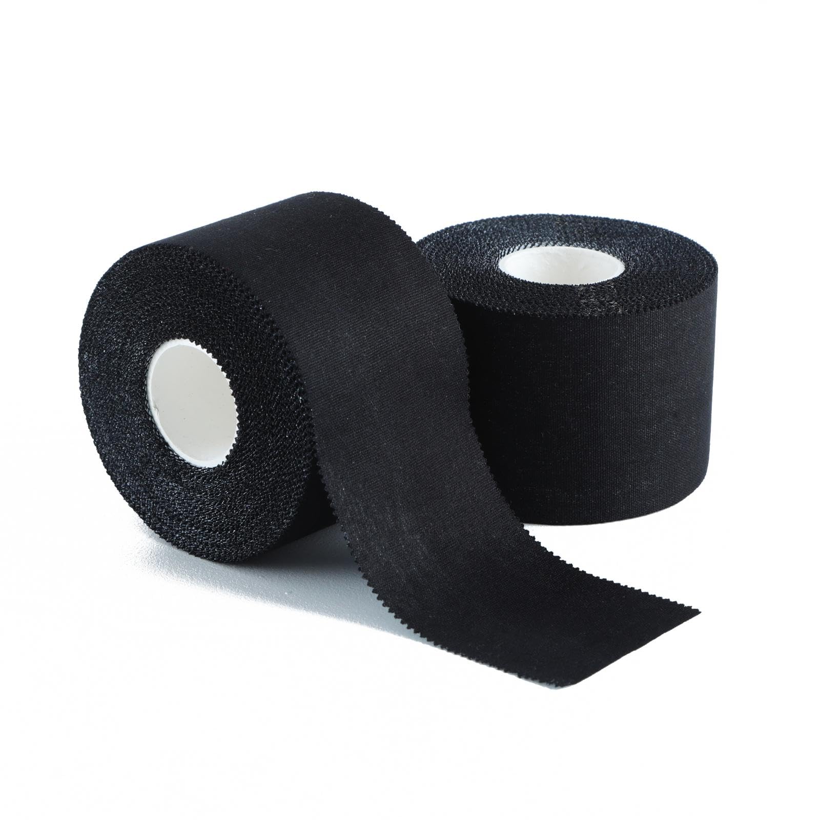 popbob (2 Pack Black Athletic Sports Tape 2 Inch x 15 Yards, Very Strong Adhesive and Hypoallergenic Breathable Cotton Sports Tape for Bats, Tennis and Boxing