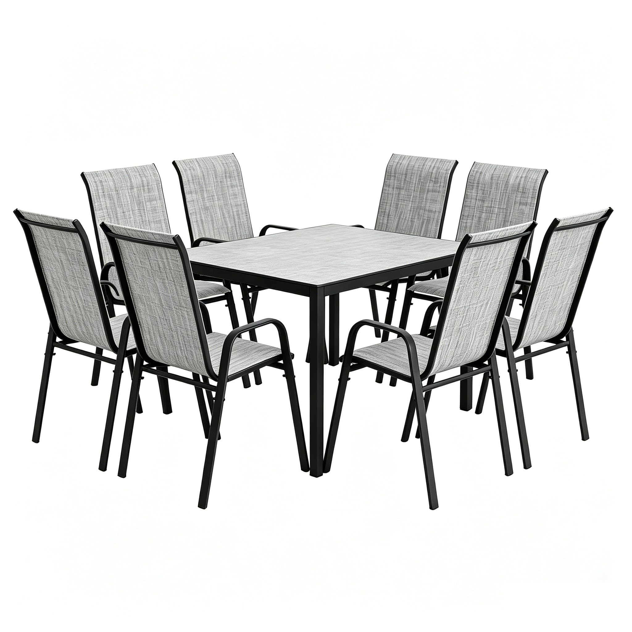 Gotland 2026 Stackable Garden Chairs Set 8, Upgrate Outdoor Garden Dining Chairs with High Back, Adjustable Backrest Breathable Texteline Patio Chairs, Heavy Duty Frame, for Garden, Patio, Balcony