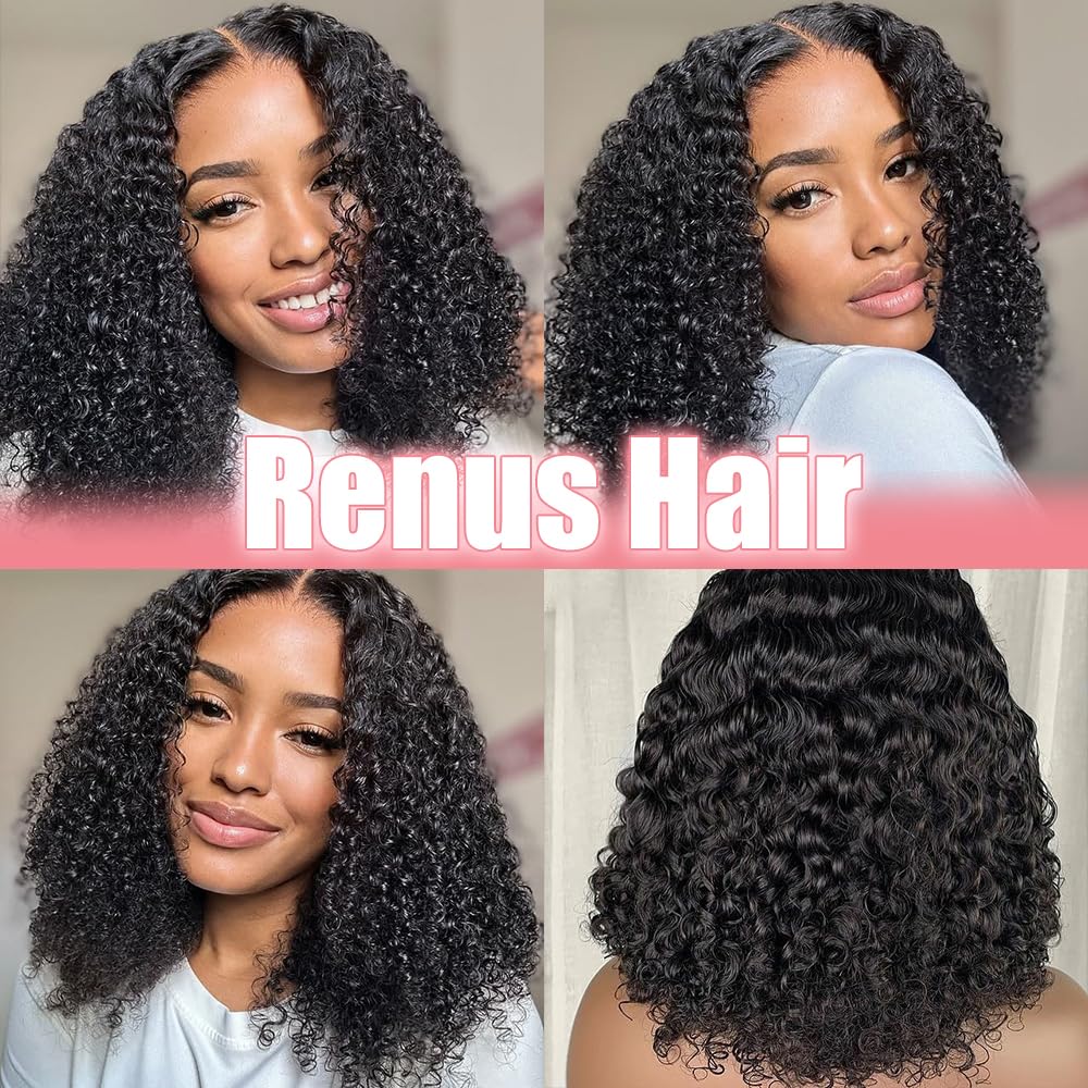 Amazon.com : 14 Inch Short Bob Wigs 13x4 Deep Wave Bob Wig  display picture 3