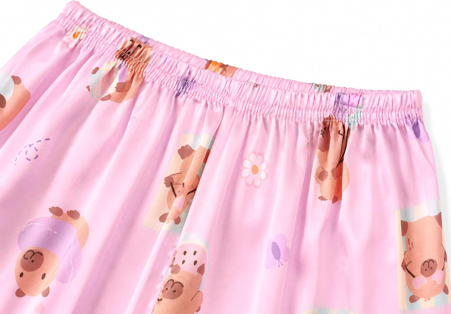 Topgal Girls Satin Pajamas, Short Sleeve Shorts Button Up, Size 6-16