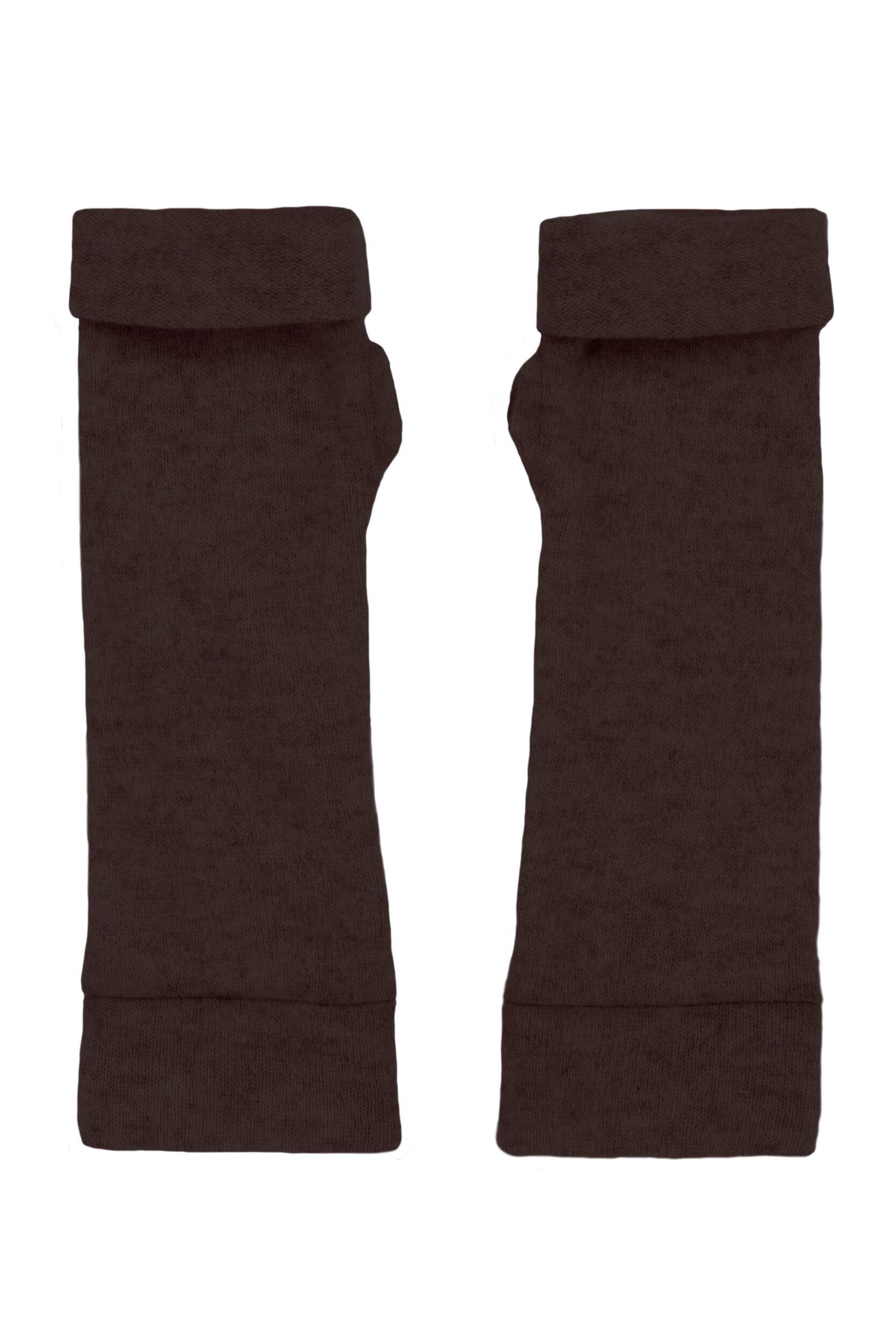 Cashmere Fingerless Gloves, Dark Brown